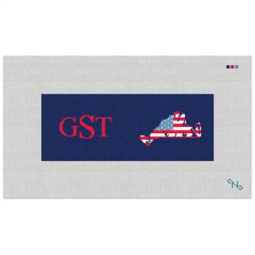 Martha's Vineyard Needlepoint Wallet Kit Stitched Preview