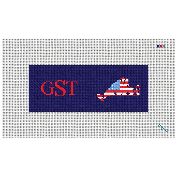 Martha's Vineyard Needlepoint Wallet Kit Stitched Preview