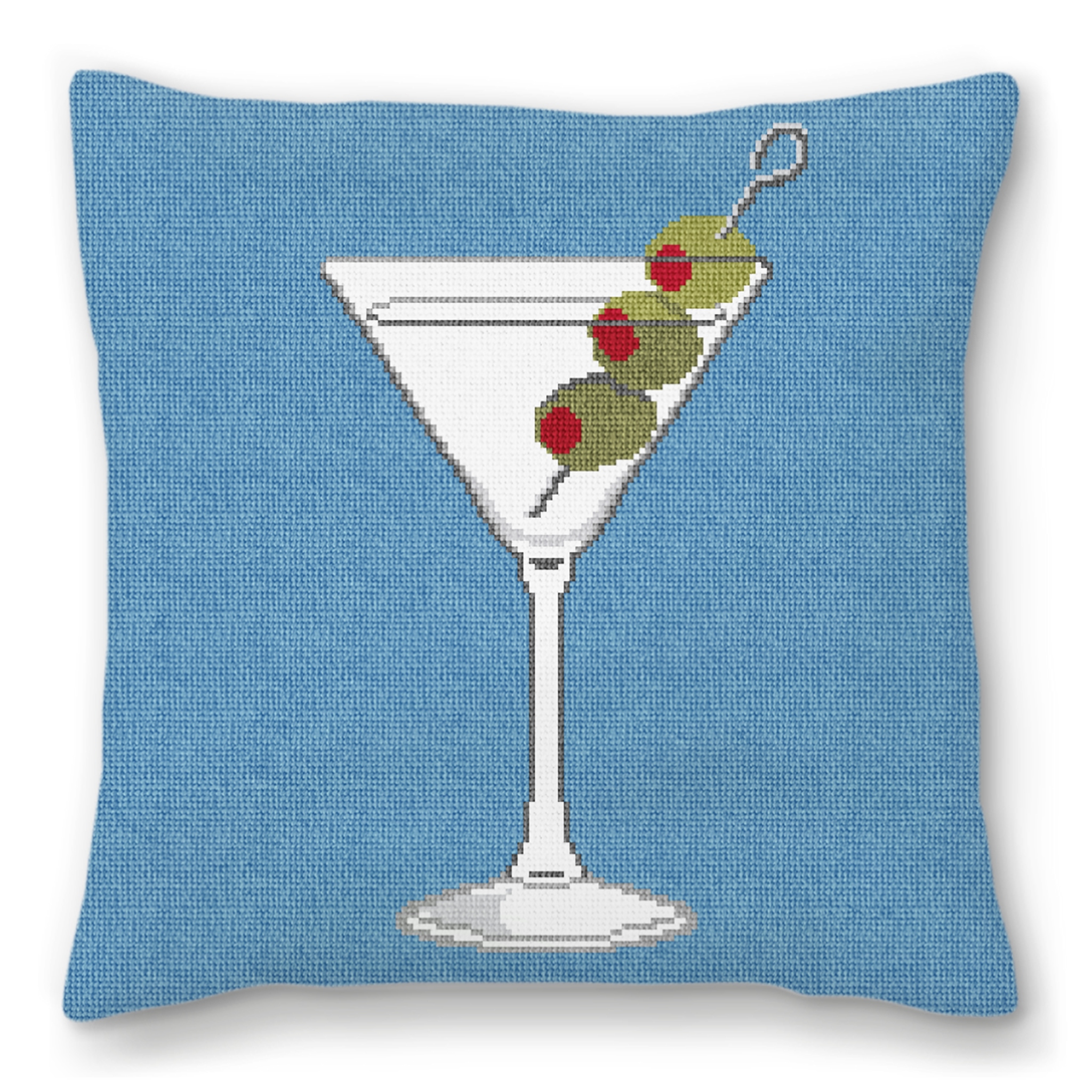 Marvelous Martini Needlepoint Pillow