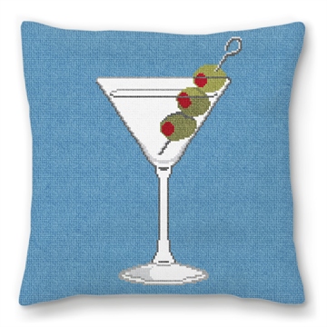 Marvelous Martini Needlepoint Pillow