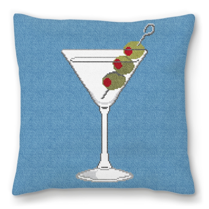 Marvelous Martini Needlepoint Pillow