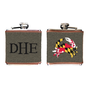 Maryland Crab Flag Needlepoint Flask
