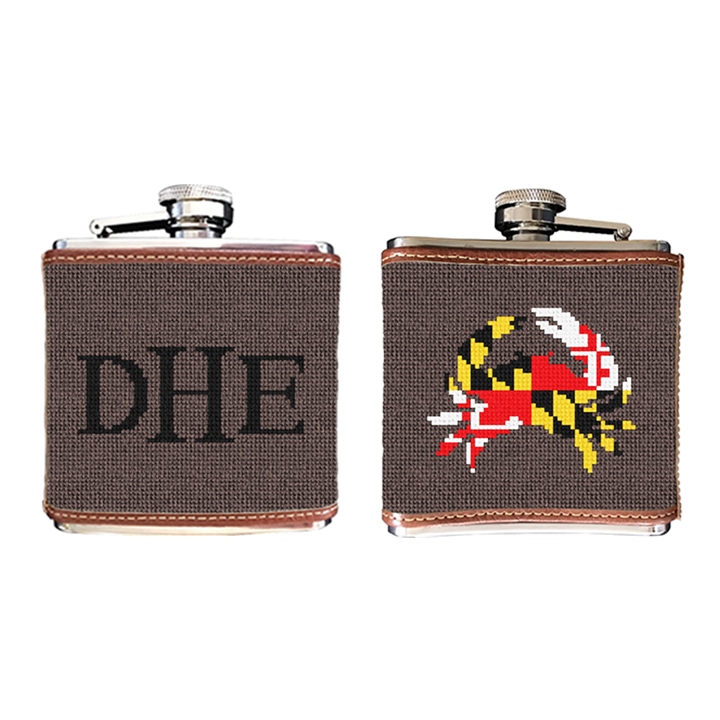 Maryland Crab Flag Needlepoint Flask