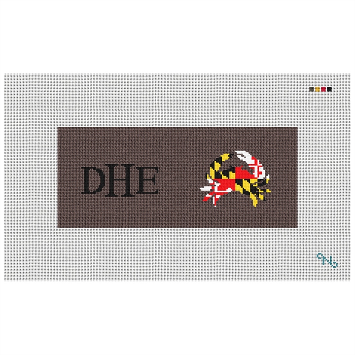 Maryland Crab Flag Needlepoint Flask Kit Stitched Preview
