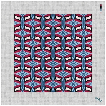 Mayotte Needlepoint with Red and Blue Kit Stitched Preview