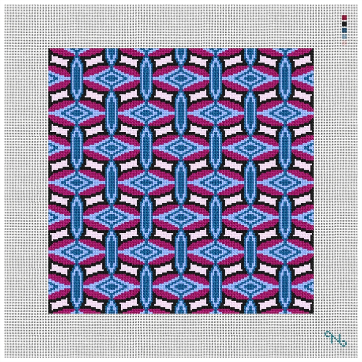 Mayotte Needlepoint with Red and Blue Kit Stitched Preview