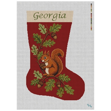 Merry Squirrel Stocking Needlepoint Kit
