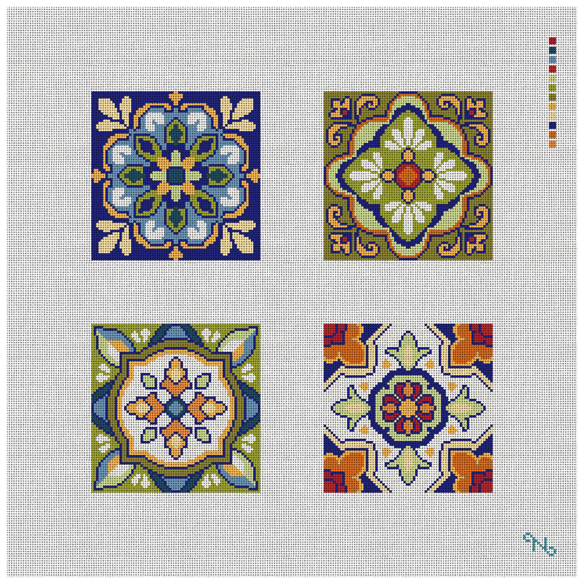Mexican Tiles Needlepoint Coaster Set Kit