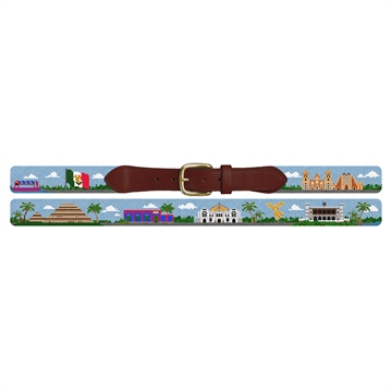 Mexico City Landscape Needlepoint Belt