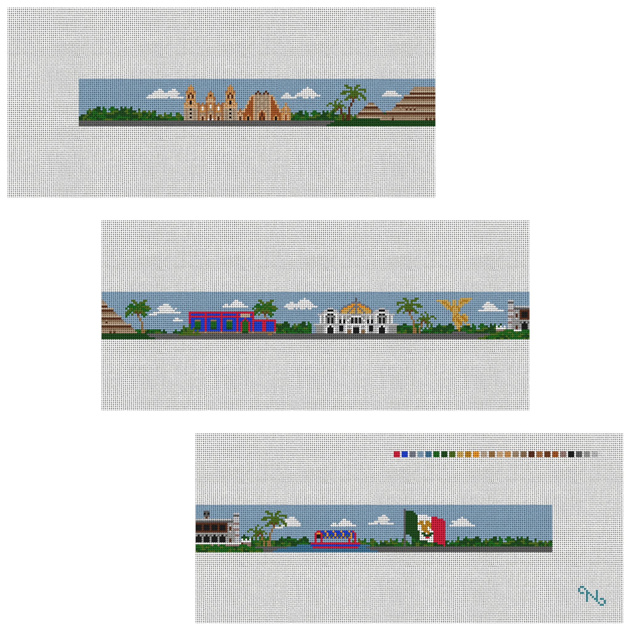 Mexico City Landscape Needlepoint Belt Kit
