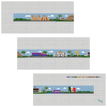 Mexico City Landscape Needlepoint Belt Kit Stitched Preview