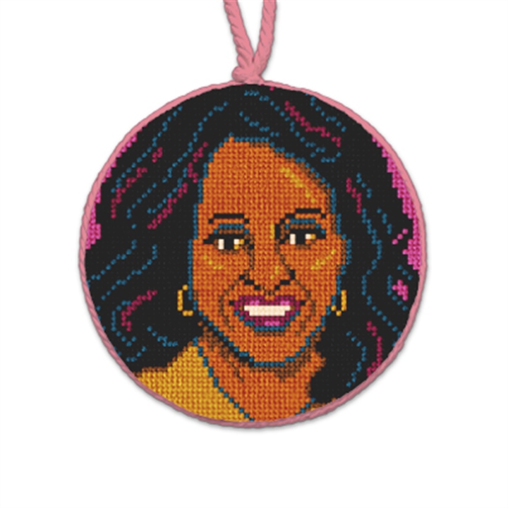 Michelle Obama Needlepoint Ornament