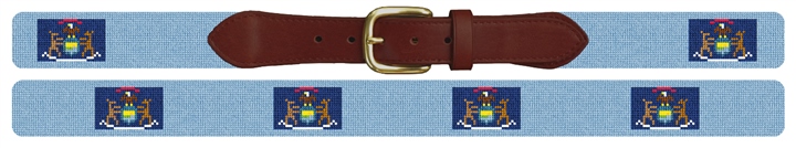 Michigan Flag Needlepoint Belt 