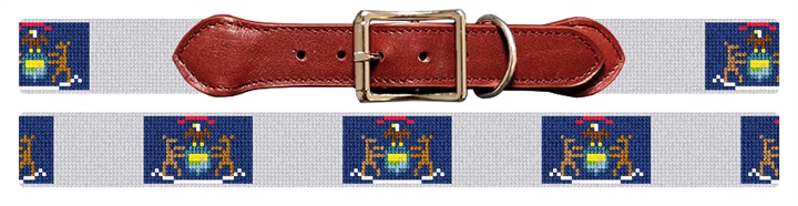 Michigan Flag Needlepoint Dog Collar