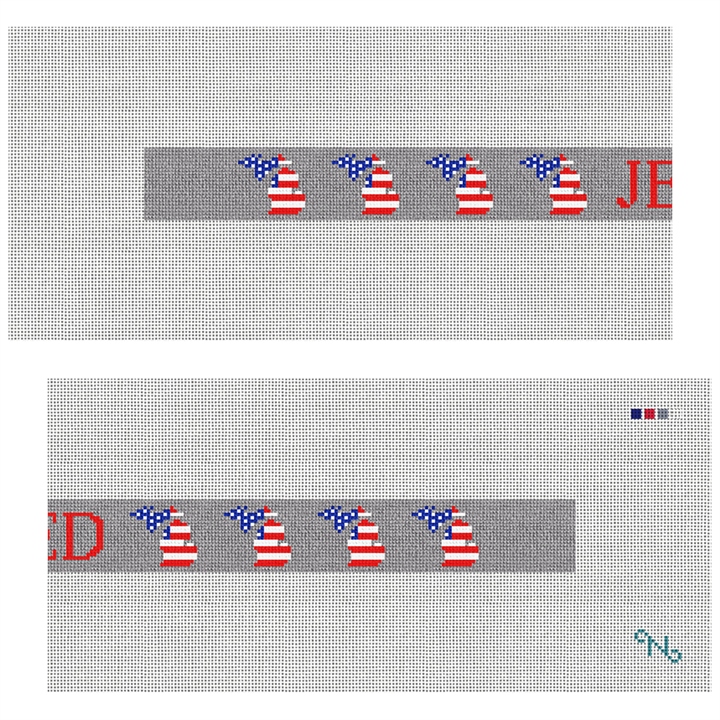 Michigan State Needlepoint Dog Collar Kit Stitched Preview