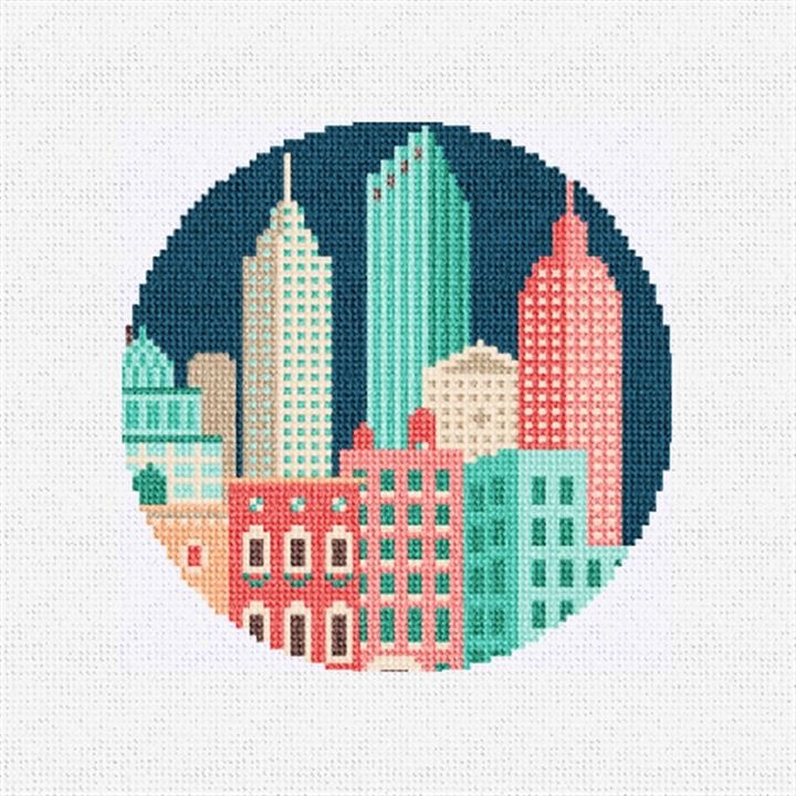 Mid-Century City Needlepoint Ornament Kit