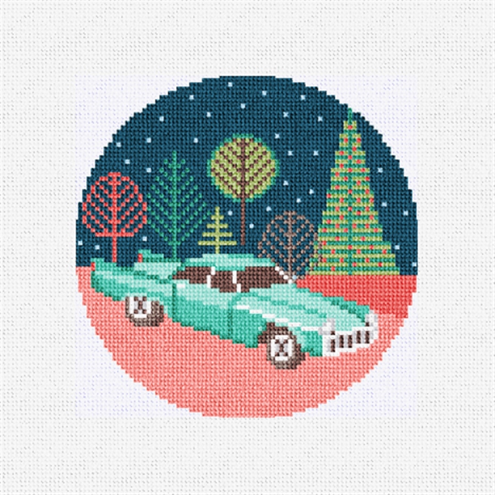 Mid-Century Ride Needlepoint Ornament Kit