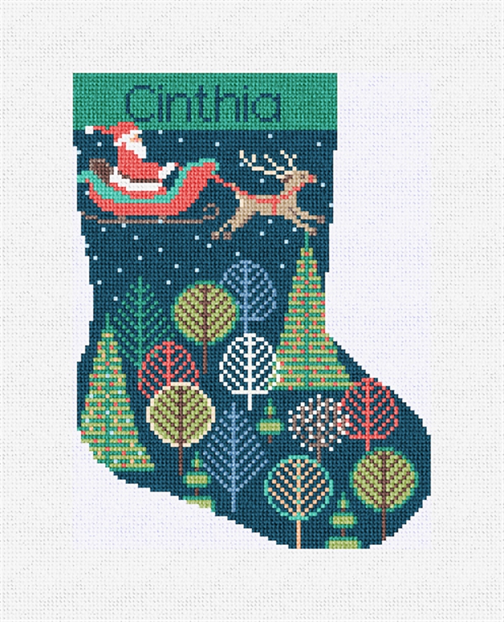 Mid-Century Santa Needlepoint Mini Stocking Kit