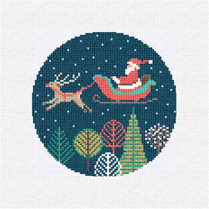 Mid-Century Santa Needlepoint Ornament Kit