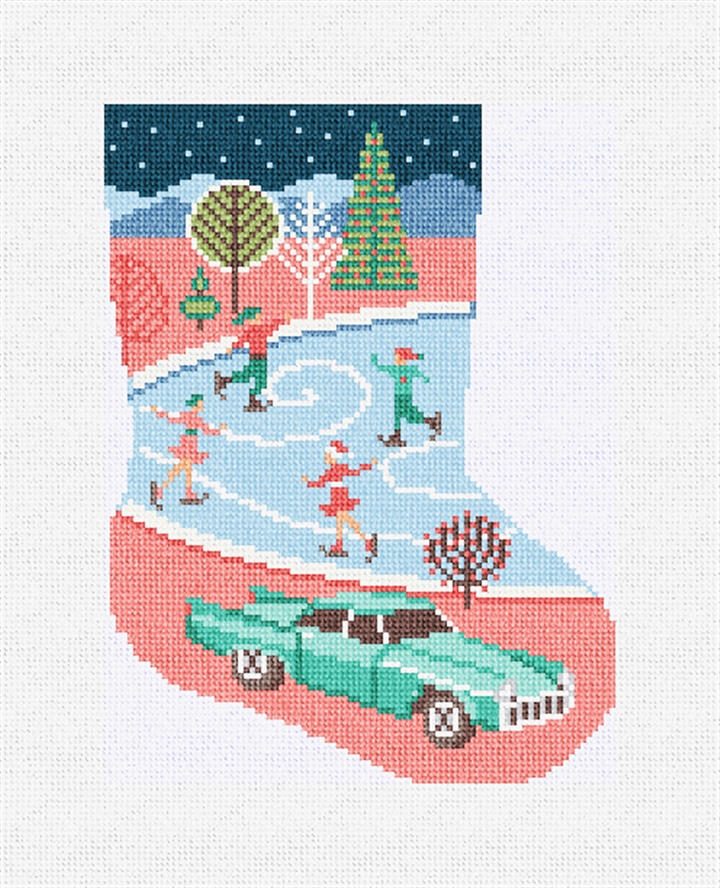 Mid-Century Skate Needlepoint Mini Stocking Kit