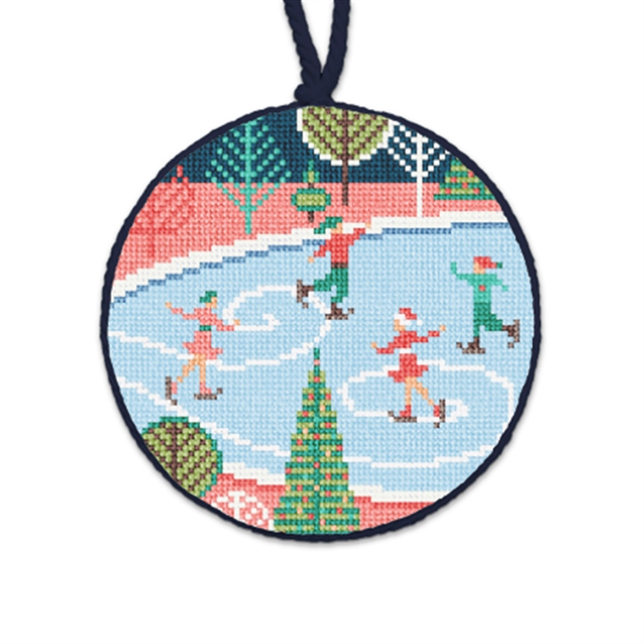 Mid-Century Skate Needlepoint Ornament