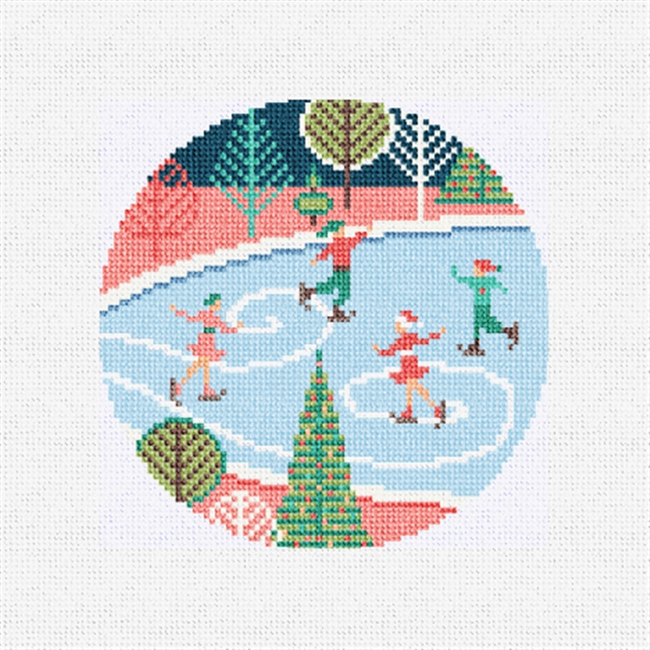 Mid-Century Skate Needlepoint Ornament Kit