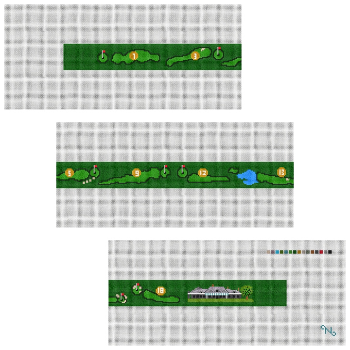 Misquamicut Golf Course Needlepoint Belt Kit Stitched Preview
