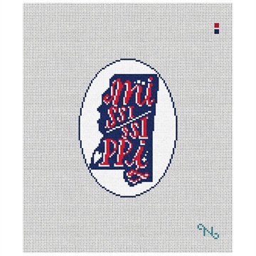 Mississippi Needlepoint Ornament Kit Stitched Preview