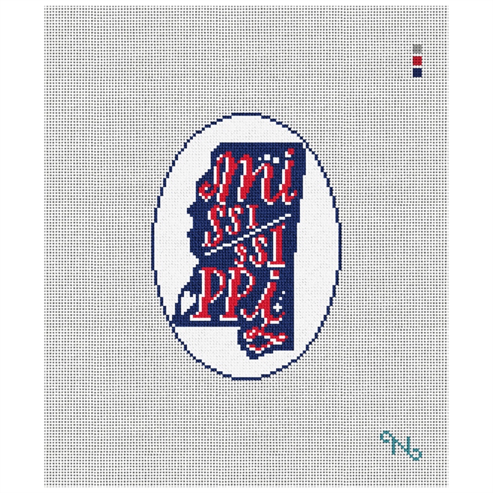 Mississippi Needlepoint Ornament Kit Stitched Preview