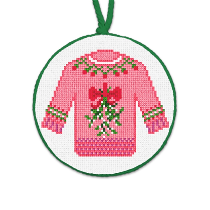 Mistletoe Ugly Sweater Needlepoint Ornament