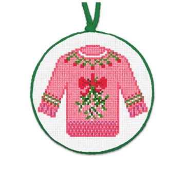 Mistletoe Ugly Sweater Needlepoint Ornament