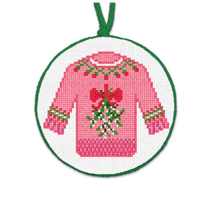 Mistletoe Ugly Sweater Needlepoint Ornament