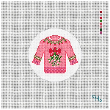Mistletoe Ugly Sweater Needlepoint Ornament Kit Stitched Preview