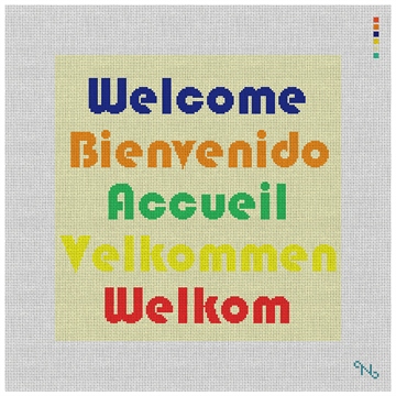 Mod Welcome Pillow Needlepoint Kit