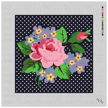 Modern Rose Needlepoint Kit Stitched Preview