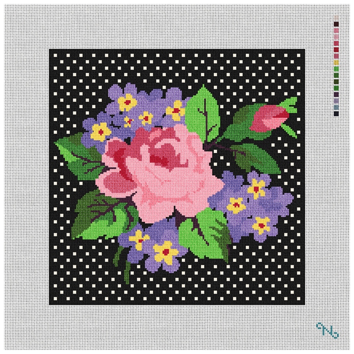 Modern Rose Needlepoint Kit Stitched Preview