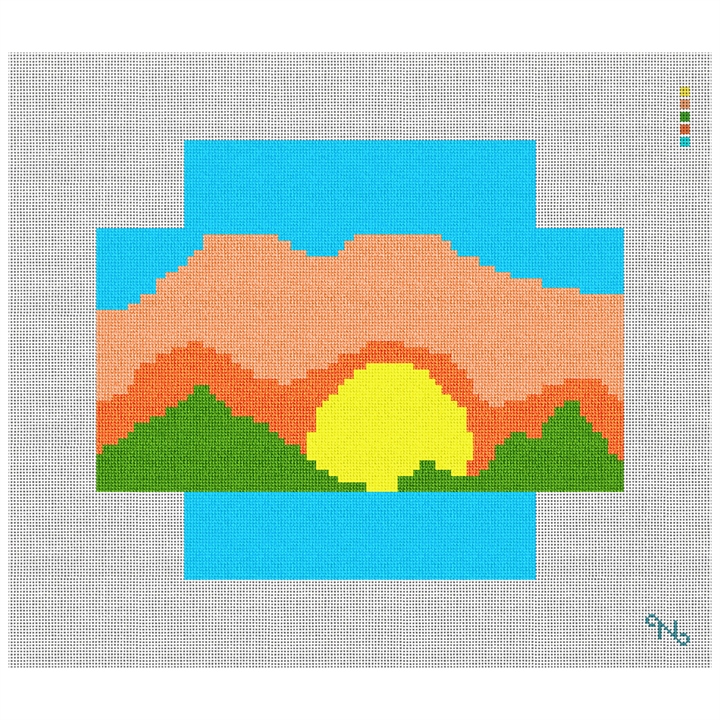 Molokai Sunset Brick Cover Needlepoint Kit Stitched Preview