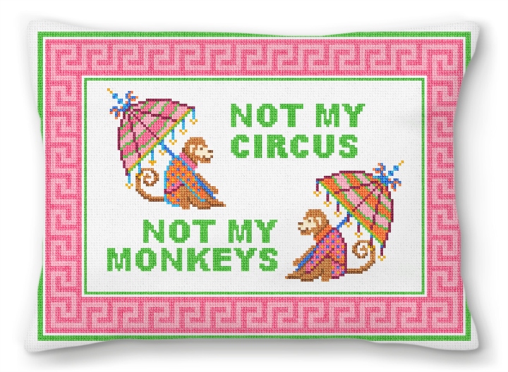 Monkey Mayhem Needlepoint Pillow