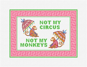 Monkey Mayhem Needlepoint Pillow Kit Stitched Preview