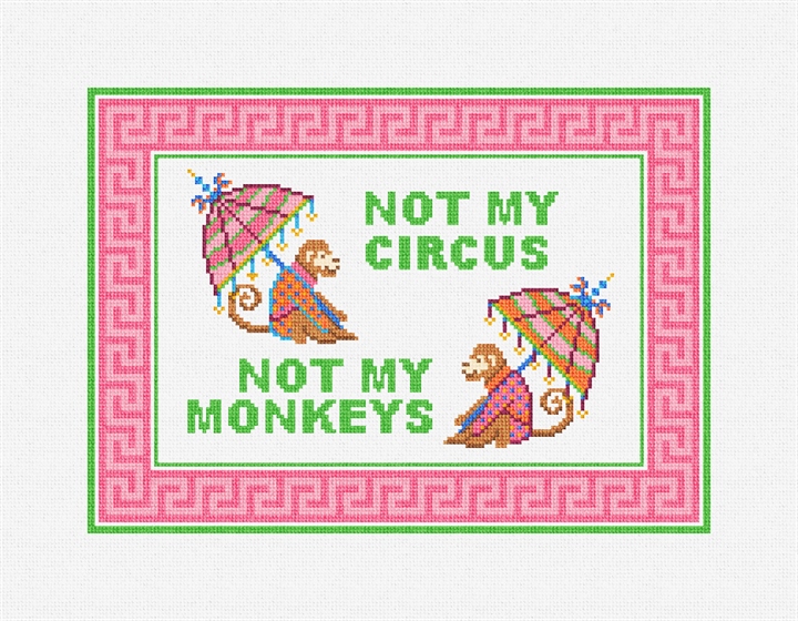 Monkey Mayhem Needlepoint Pillow Kit Stitched Preview