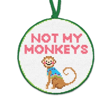 Monkey Shenanigans Needlepoint Ornament