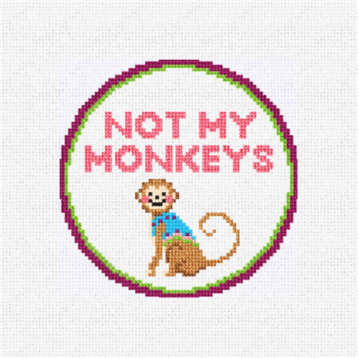 Monkey Shenanigans Needlepoint Ornament Kit Stitched Preview
