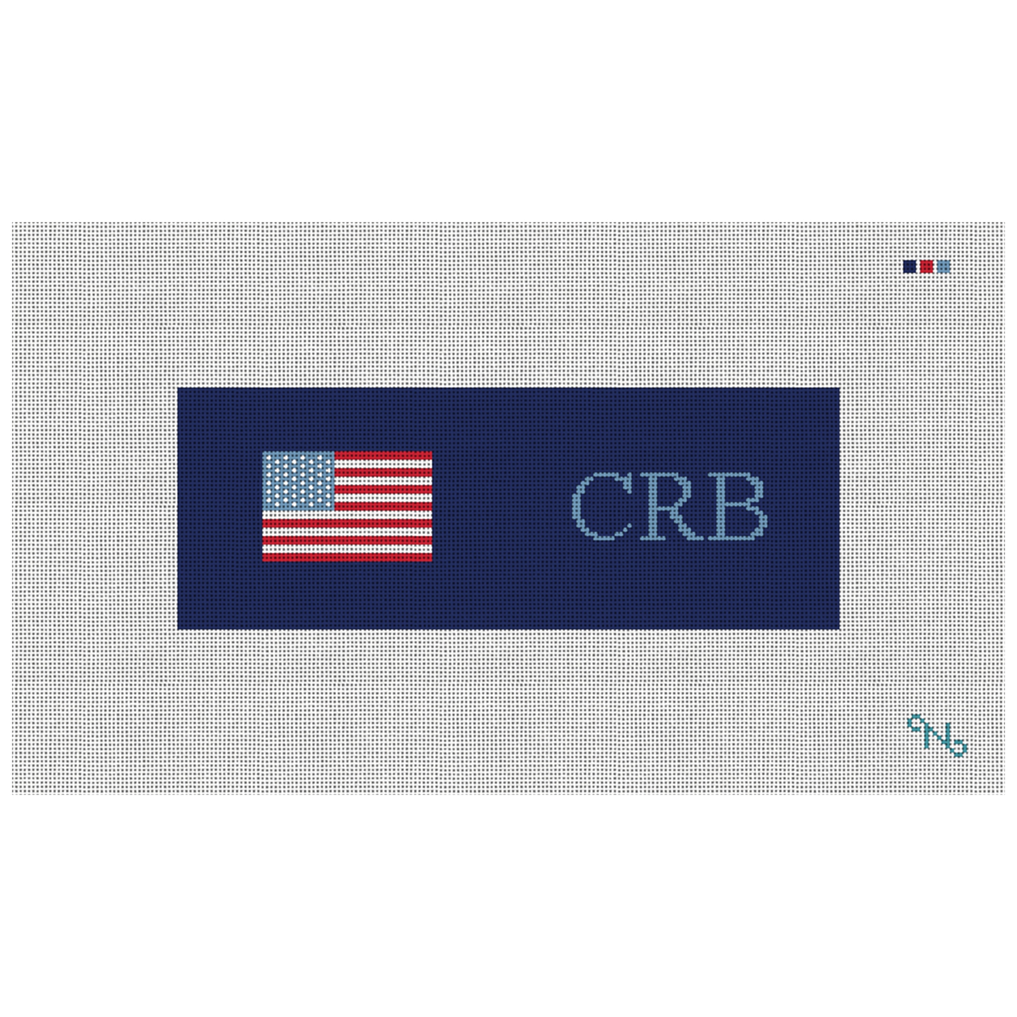 Monogram and US Flag Needlepoint Wallet Kit