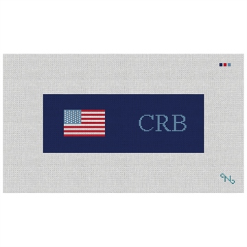 Monogram and US Flag Needlepoint Wallet Kit