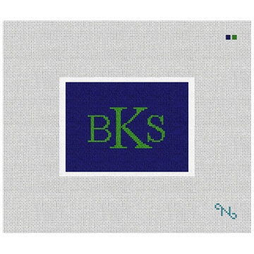 Monogram Needlepoint Card Wallet Kit Stitched Preview