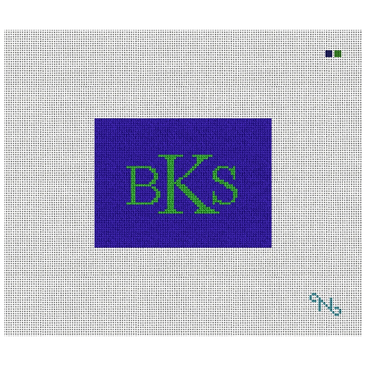 Monogram Needlepoint Card Wallet Kit Stitched Preview
