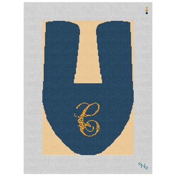 Monogram Slipper Needlepoint Kit Stitched Preview
