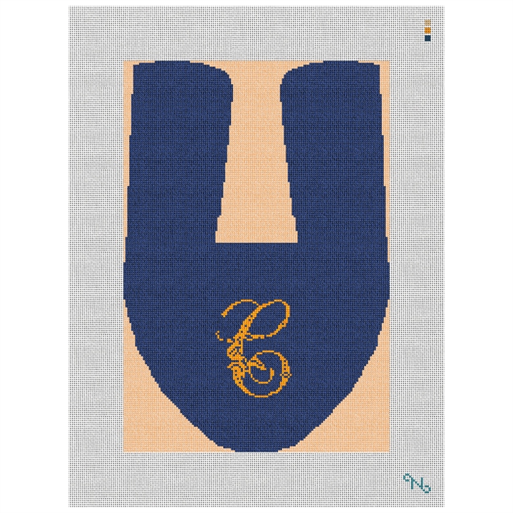 Monogram Slipper Needlepoint Kit Stitched Preview