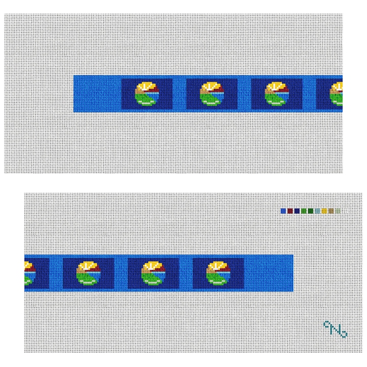 Montana Flag Needlepoint Dog Collar Kit Stitched Preview