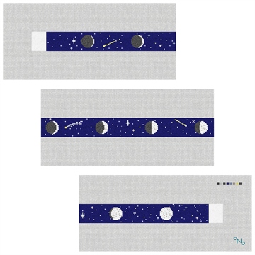 Moon Phases Needlepoint Belt Kit Stitched Preview
